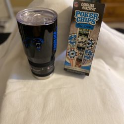 Carolina Panthers 42 oz Cup And Poker Chips