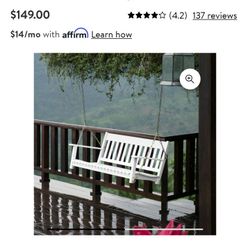 Better Home & Garden Delahey Porch Swing, White