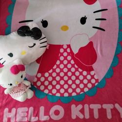 Hello Kitty Fleece Blanket, Pillow & Stuffed Hello Kitty