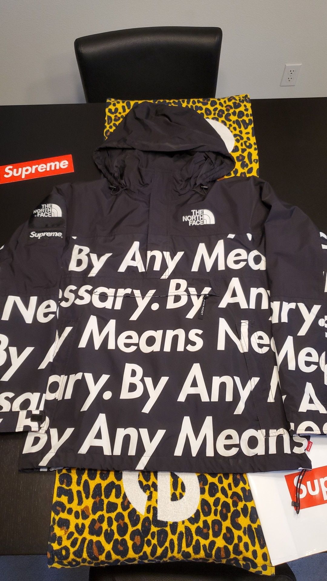 Supreme x TNF "BAMN" By Any Means Necessary Mountain Pullover Jacket FW15 - BLACK