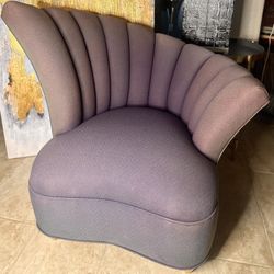 Hollywood Regency Purple Scalloped Assymetrical Chair  