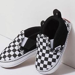 Vans Slip On V Crib Black True White Checkerboard Infant Shoes New 100% Original size 2 new