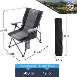 Brand New Coastrail Outdoor  Camping Chair Adjustable 3 Position Reclining Folding Lounge Charis for Adult 3 Temperature Controls Power,  #17 Navy blu