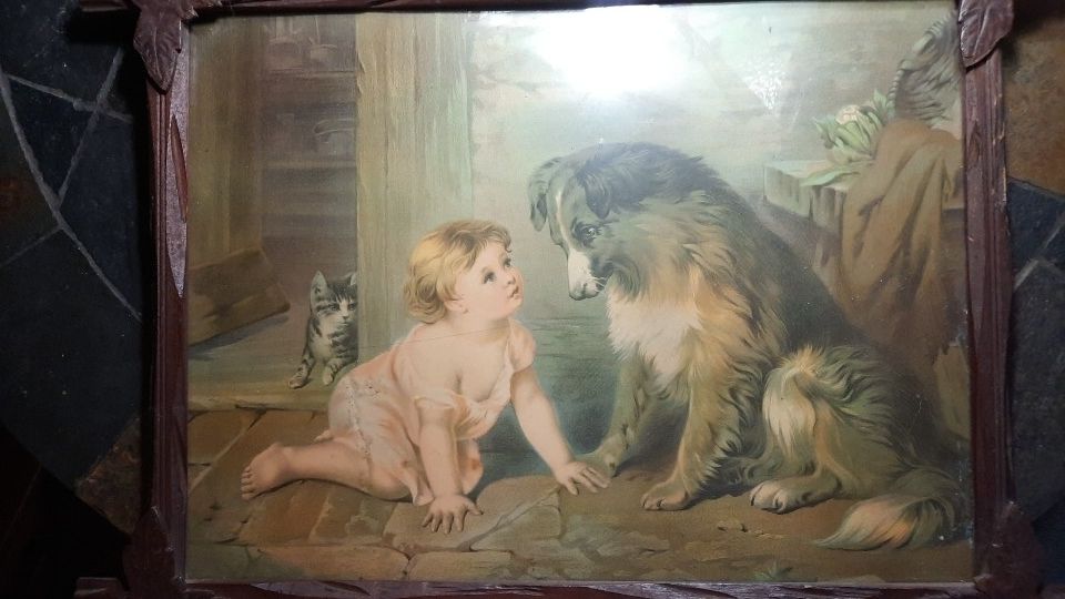 Vintage Framed Lithograph Print George Stinson & Co. 1878 CAN'T YOU TALK TO ME