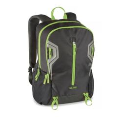 ULINE Daypack Backpack Black w/Neon Green 25L Capacity Camping Hiking School NEW