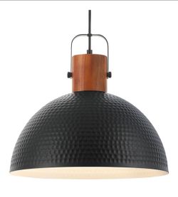 16 Inch Ash Wood Hammered Pendant Light Fixtures