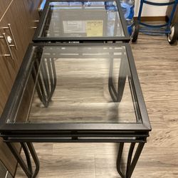 2 Metal Glass Top Side/End Tables. Still In Good Condition(See & Click On Pictures).