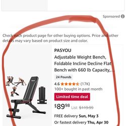 New in box weight bench with incline