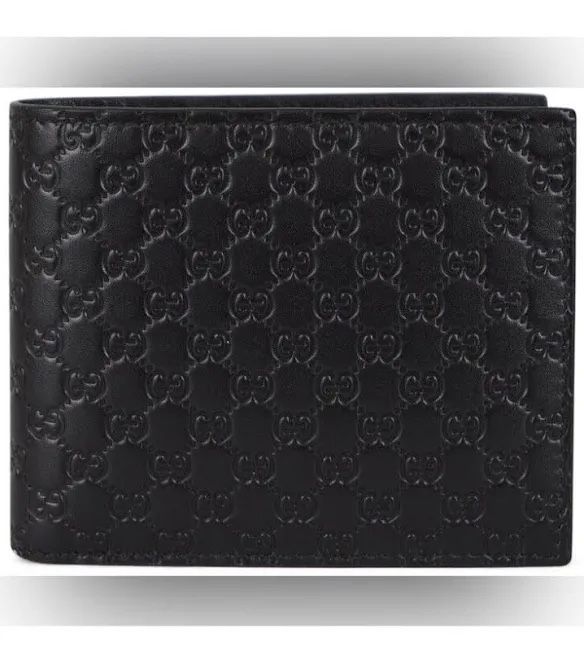 Brand New-Authentic Gucci Black Mens Microgussima Bifold Wallet