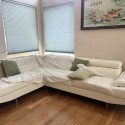 White Couch Set 8’ By 10’ Ft - Blanket Drape, Pillows, and Stuff Animals Included