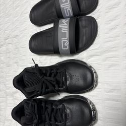 Youth Size 4 Basketball Shoes And Slides