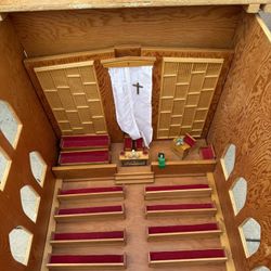 Diorama Handcrafted Miniature Church with Furniture
