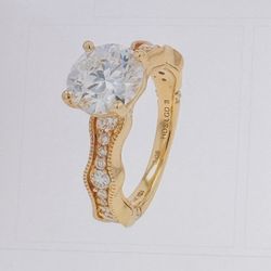 14KT VS2 4Ctw Lab Diamond Bridal Ring Set 
