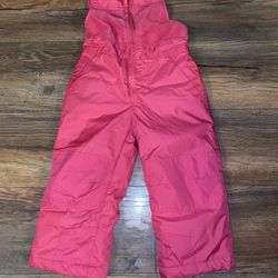 Winter Snow Bib Pants Pink Overalls Girls Toddler Size 3T