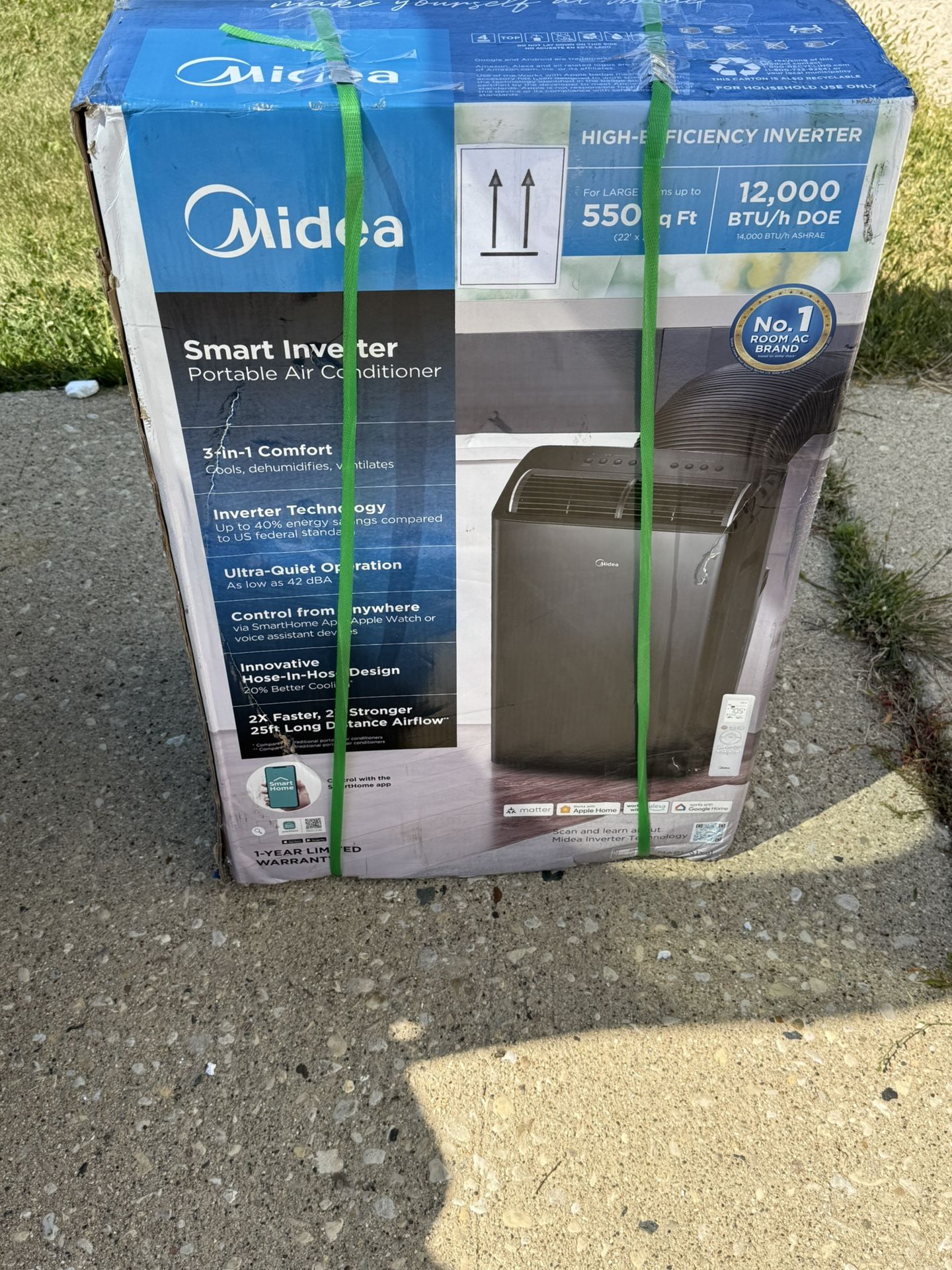 Midea Duo 12000 BTU DOE 115-Volt Vented Large Room Smart Portable Air Conditioner with Heater, Remote Included Item # | Model #MAP14HS1TBL