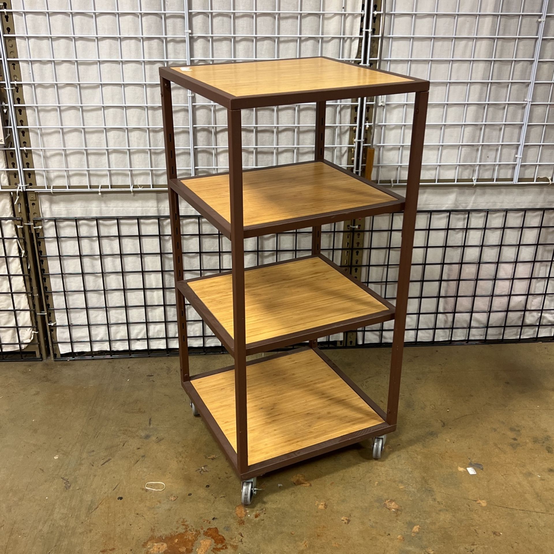 Wood Metal Rolling Adjustable Shelf For Home And Retail Display