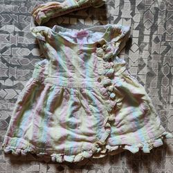 2 Piece Tommy Bahama 3T Multicolor Girls Stripes Button Wrap Dress with Headband