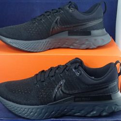 Nike React Infinity Flyknit Triple Black Running Shoes Men’s Size 12