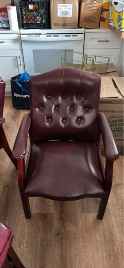 Burgundy Tufted Leather Guest Chair
