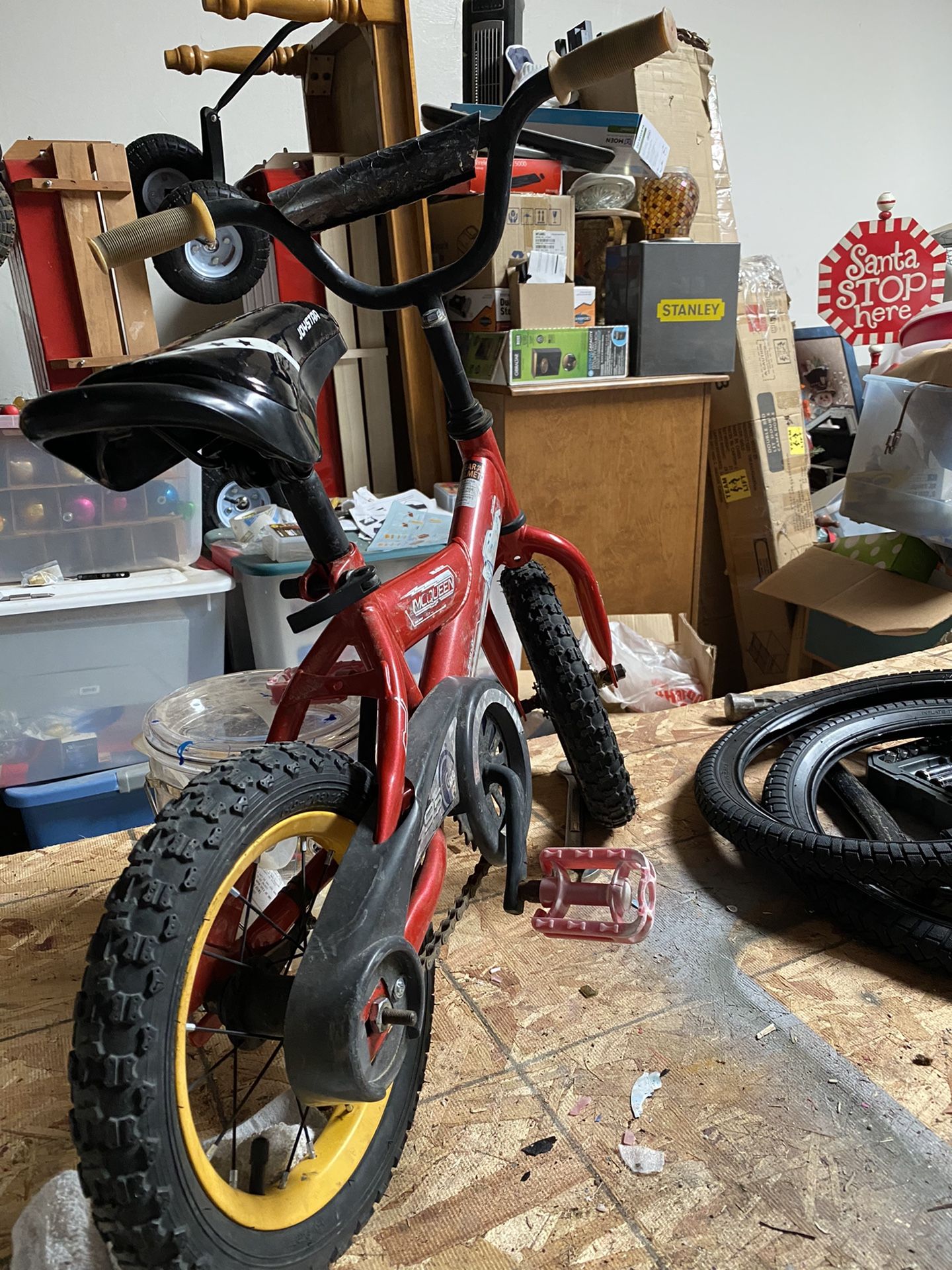 Huffy 12” Box New Tires Tubes, Seat Red With Yellow Wheels As S