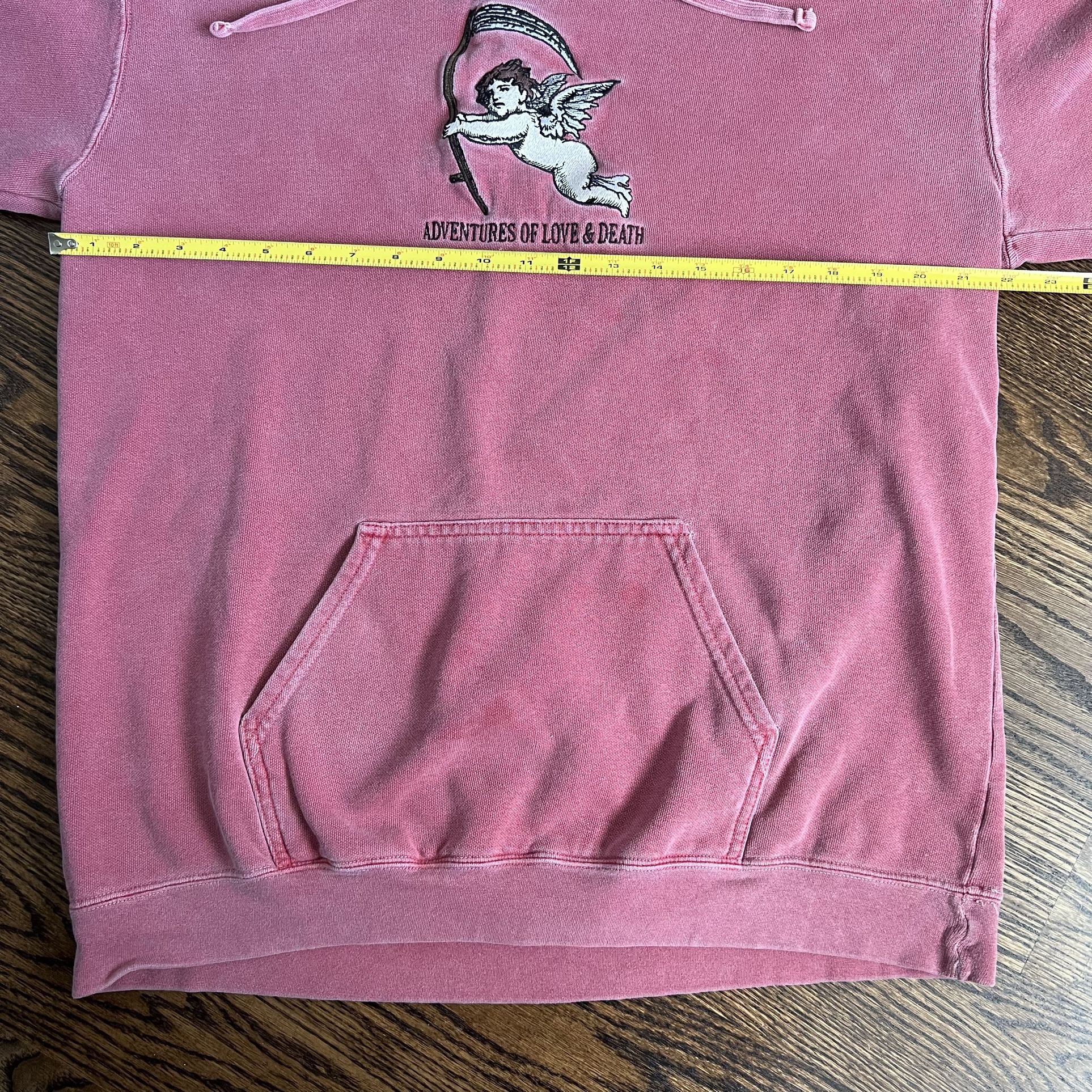 Vintage VTG Adventures of Love & Death Angel Stitched Logo Distressed Pullover Hoodie