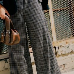 Free People Wide Leg Plaid Pants Women's Size Small 