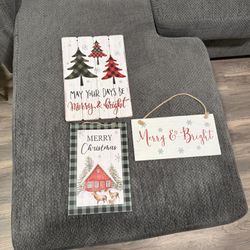 Christmas wooden door hangers - 3 count