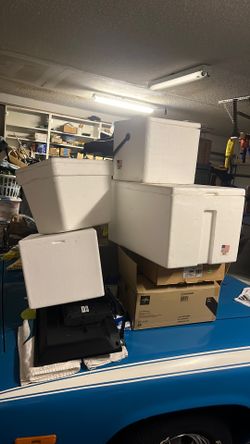 Styrofoam Coolers (4). Use them and throw them away