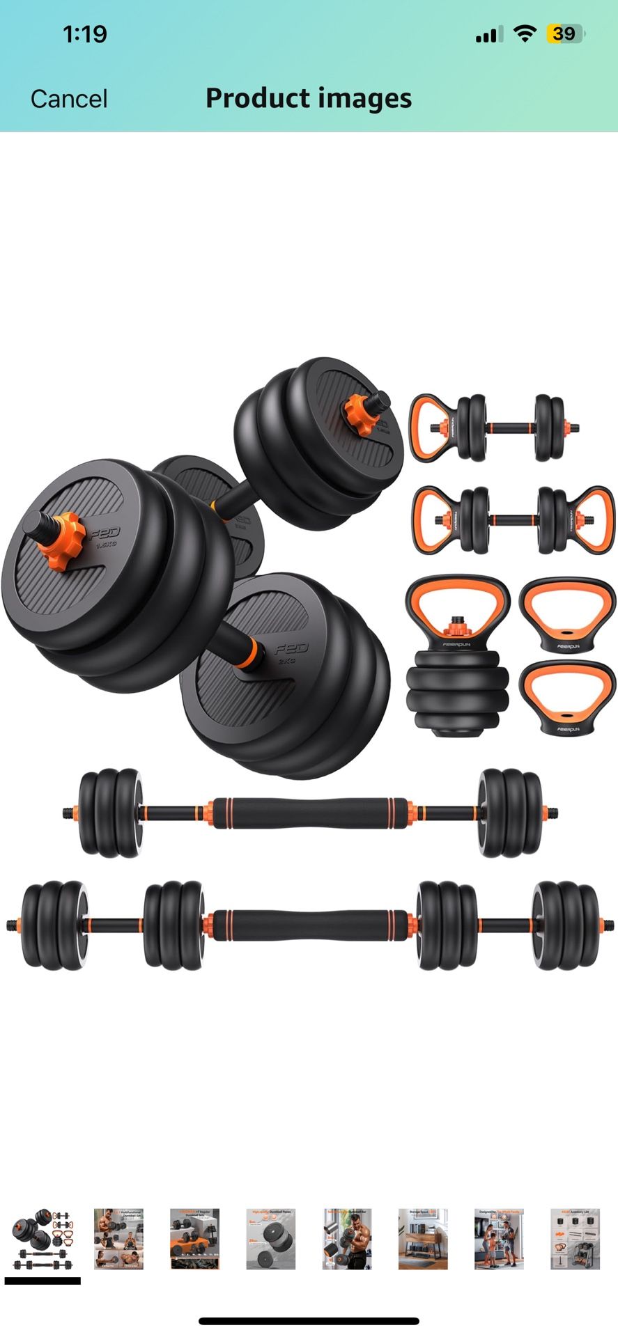FEIERDUN Adjustable Dumbbells, 45lbs, Free Weight Set with Connector, 5 in1 Dumbbells Set Used as Barbell, Kettlebells, Push up Stand, W