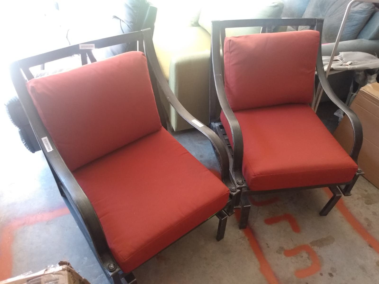 2 New distressed metal outdoor chairs
