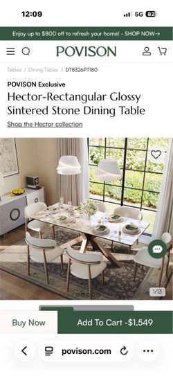 Povision 71 inch sinterstone dining table stil in box new