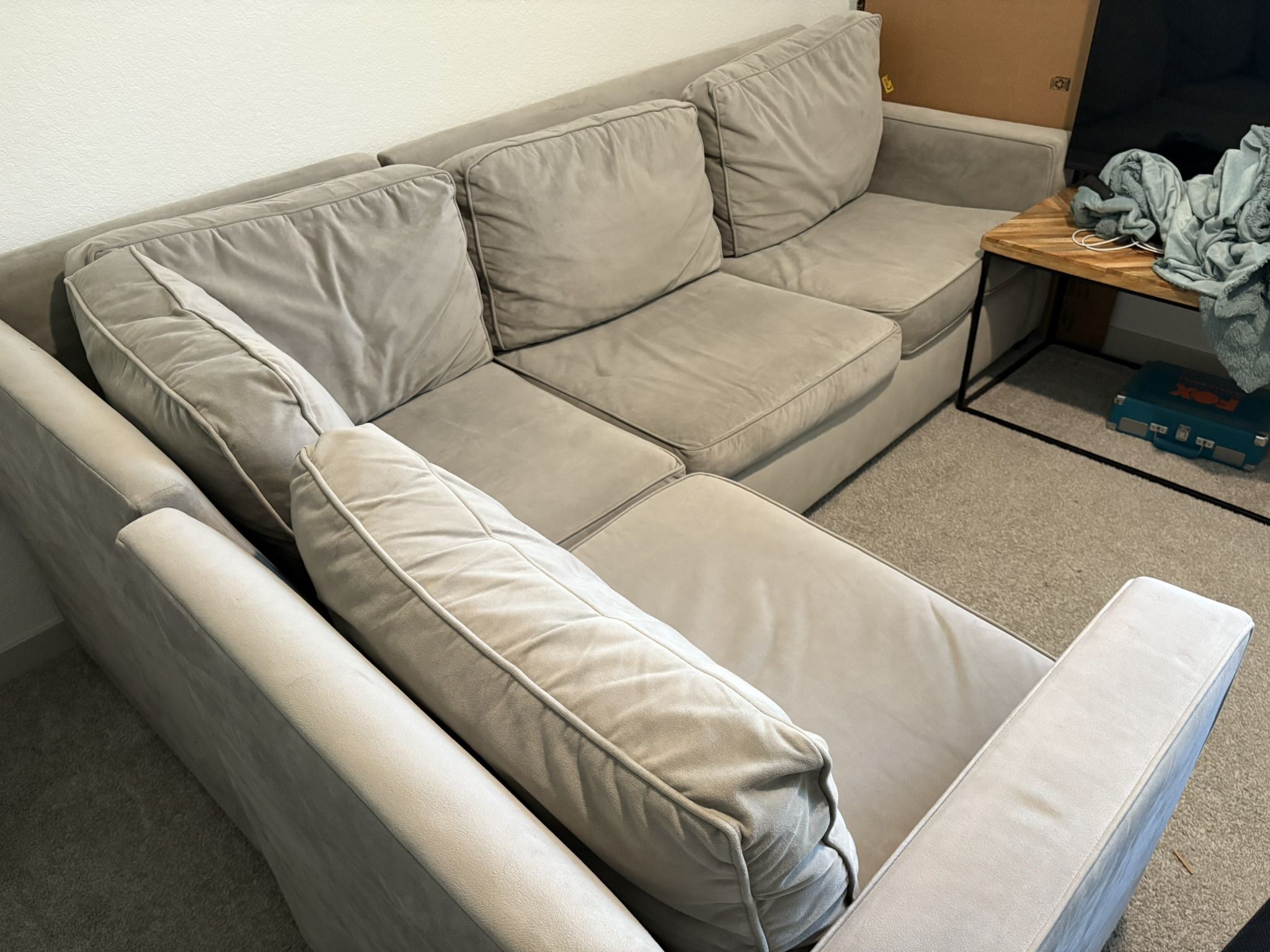 Beautiful Grey West Elm Sectional Couch
