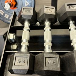 Hex Rubber Dumbbell Pair 5 lb🔥 