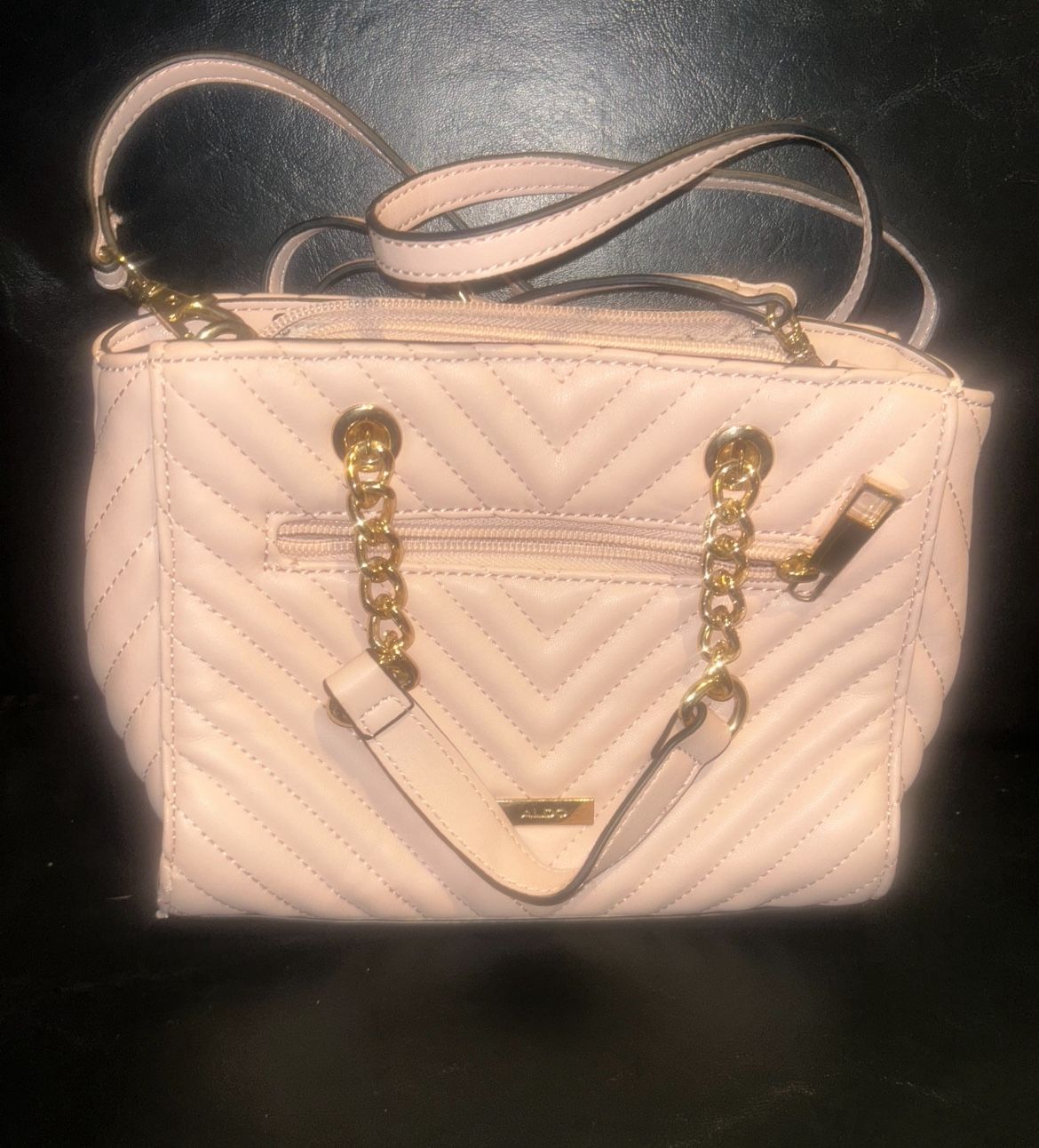 Aldo Crossbody Bag Handbag Womens Small Pink/Peach Faux Leather