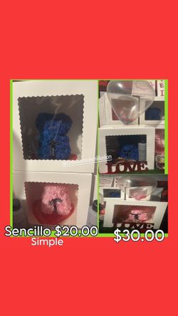 $20 Simple Or $30 With Extras Teddy bear Gift box Blue Or pink 
