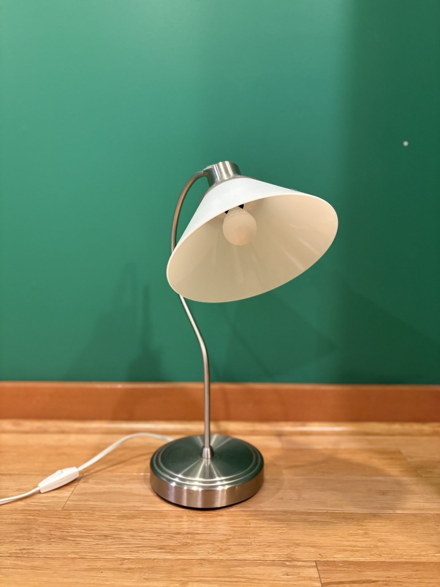 Small Vintage Desk Lamp with Glass Bell Shade