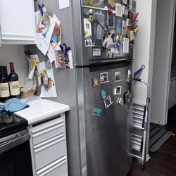 Stainless Steel Whirlpool Freezer On Top Refrigerator