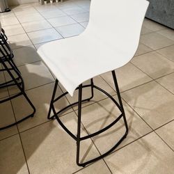 New White Cleek Swivel Counter Stool with Metal Frame (Set of 4), Bar Stool (30” Seat Height)