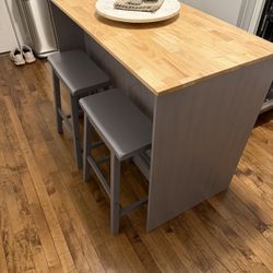Kitchen Island + Stools