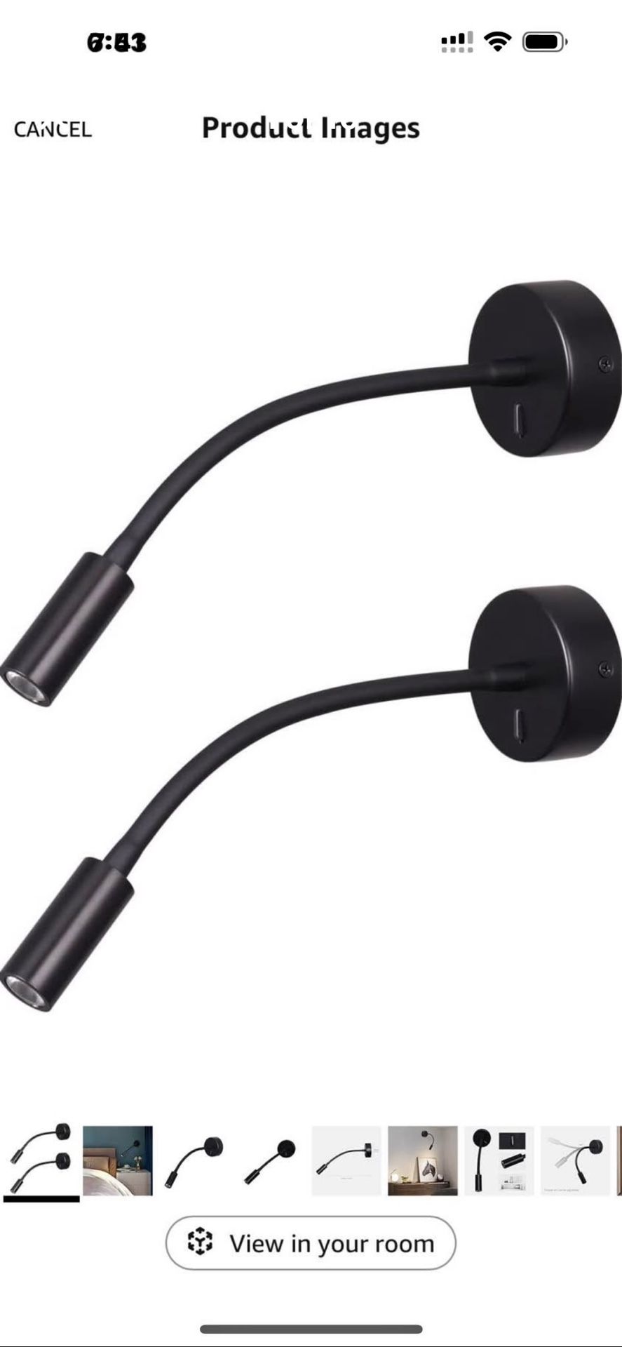 New 2 Pack Wall Mounted Reading Lamp LED 3W Warm White 3000K Hardwired for Reading Matt Black