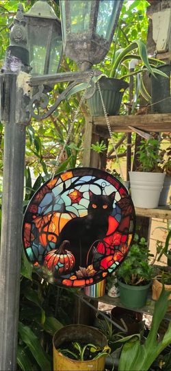 Halloween actylic cat decor
