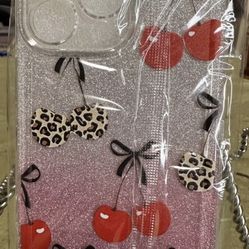 ✨ Leopard Cherry iPhone 16 Pro Max Case – Cute, Sparkly & Protective ✨