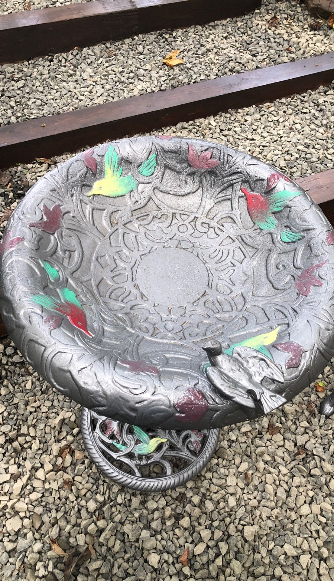 Cast iron Bench and Bird Bath