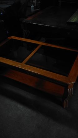 Glass coffee table and two end tables