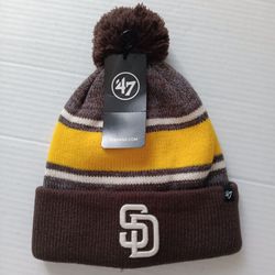 San Diego Padres Men's '47 Brand Brown Cuffed Knit Hat with Pom Beanie