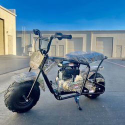 Realtree  Gas Powered 105cc Camo Power Ride-On Mini Bike top speed about 28mph, mix weight 180lb