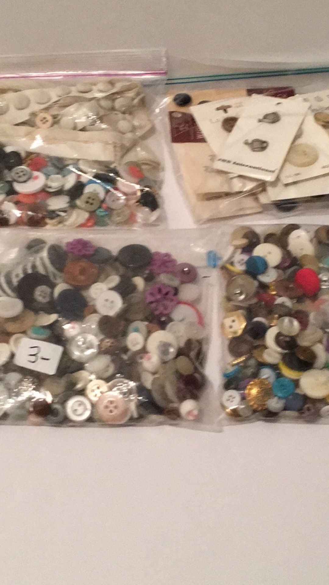 $3 each Bag of buttons plastic metal fabric lace some new