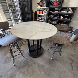 Marble Table And Two Chairs 
