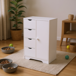 COLIN 32”x22” White Storage Cabinet with 4 Drawers