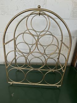 Vintage mid century Gold tone wine rack
